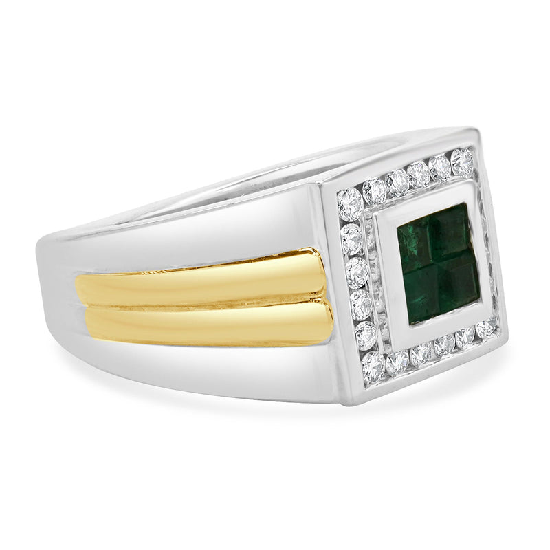 14 Karat White & Yellow Gold Colombian Emerald International Emerald and Diamond