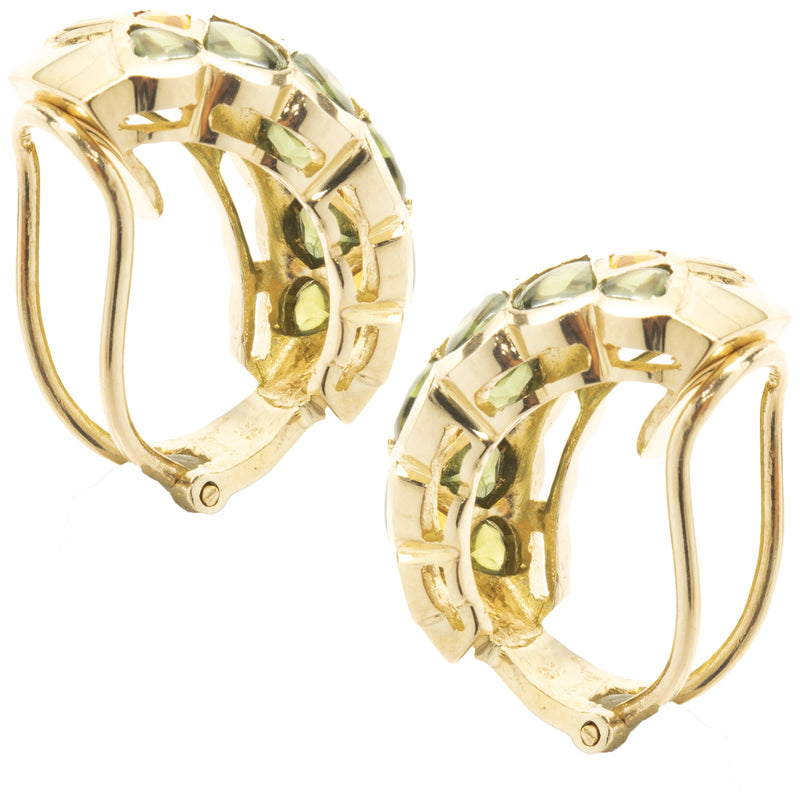 14 Karat Yellow Gold Green Quartz and Citrine Earrings