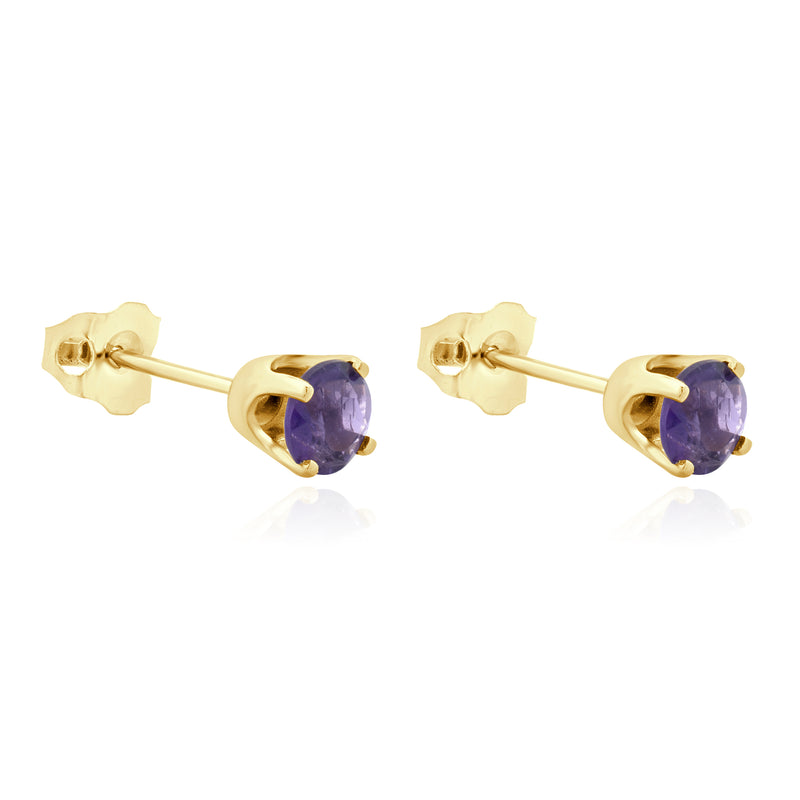 14 Karat Yellow Gold Amethyst Stud Earrings