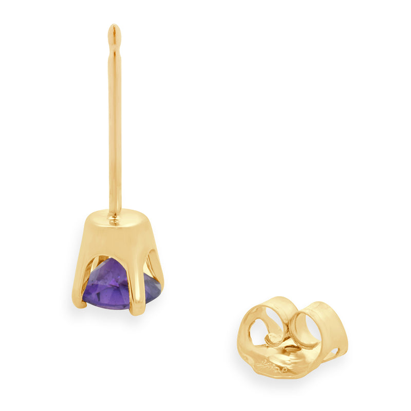 14 Karat Yellow Gold Amethyst Stud Earrings