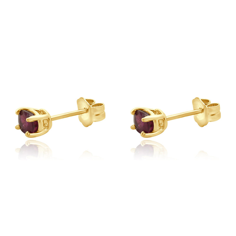 14 Karat Yellow Gold Oval Ruby Stud Earrings