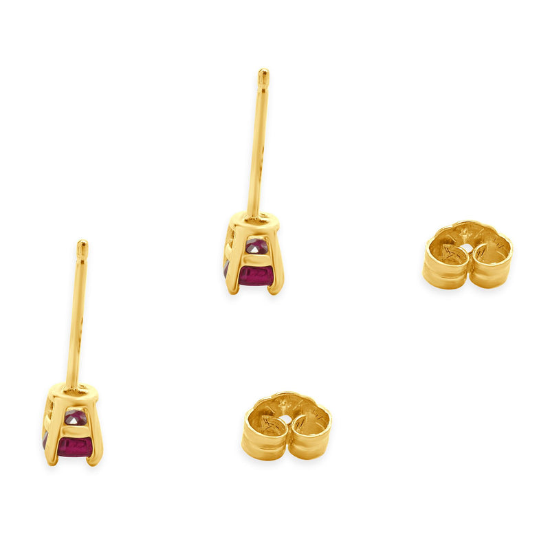 14 Karat Yellow Gold Oval Ruby Stud Earrings