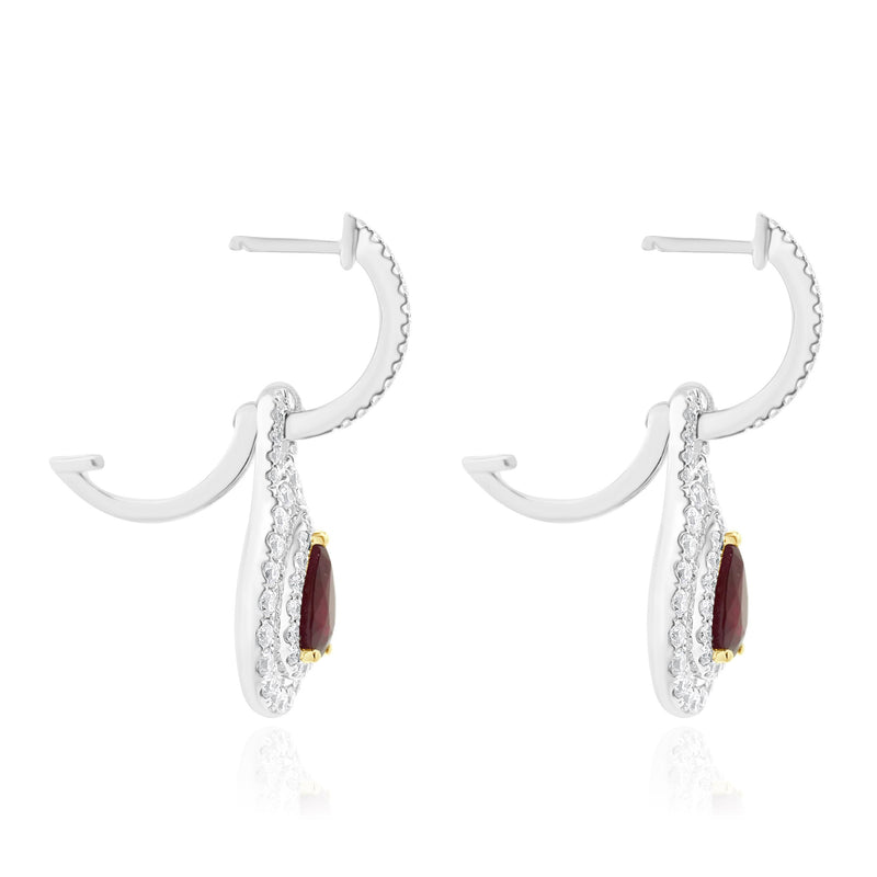 18 Karat White Gold Ruby and Diamond Drop Earrings