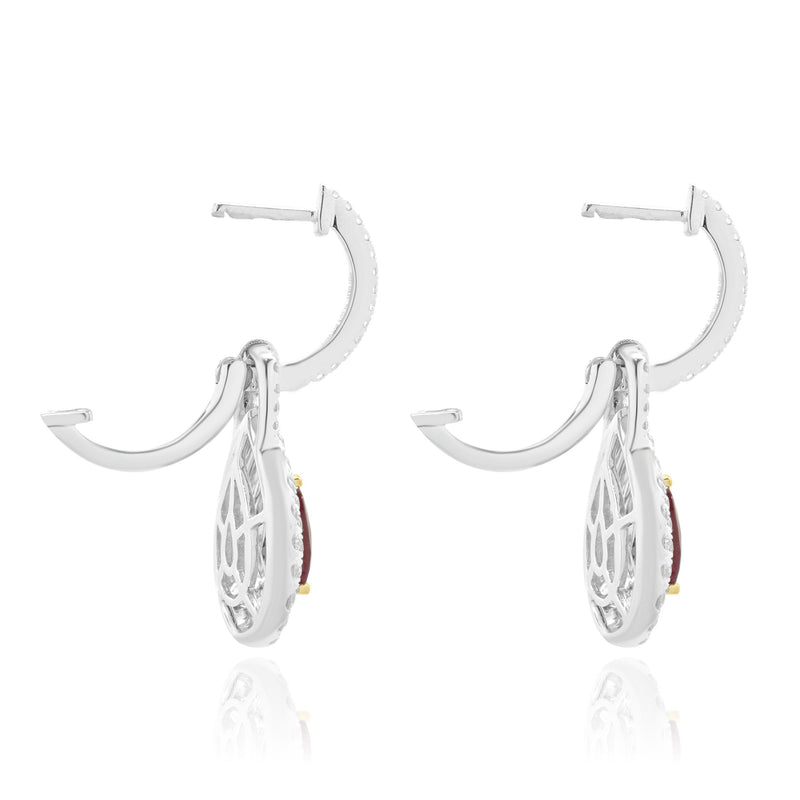 18 Karat White Gold Ruby and Diamond Drop Earrings
