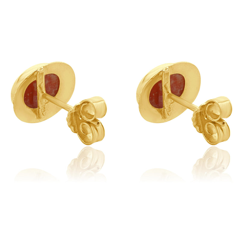 18 Karat Yellow Gold Coral Studs