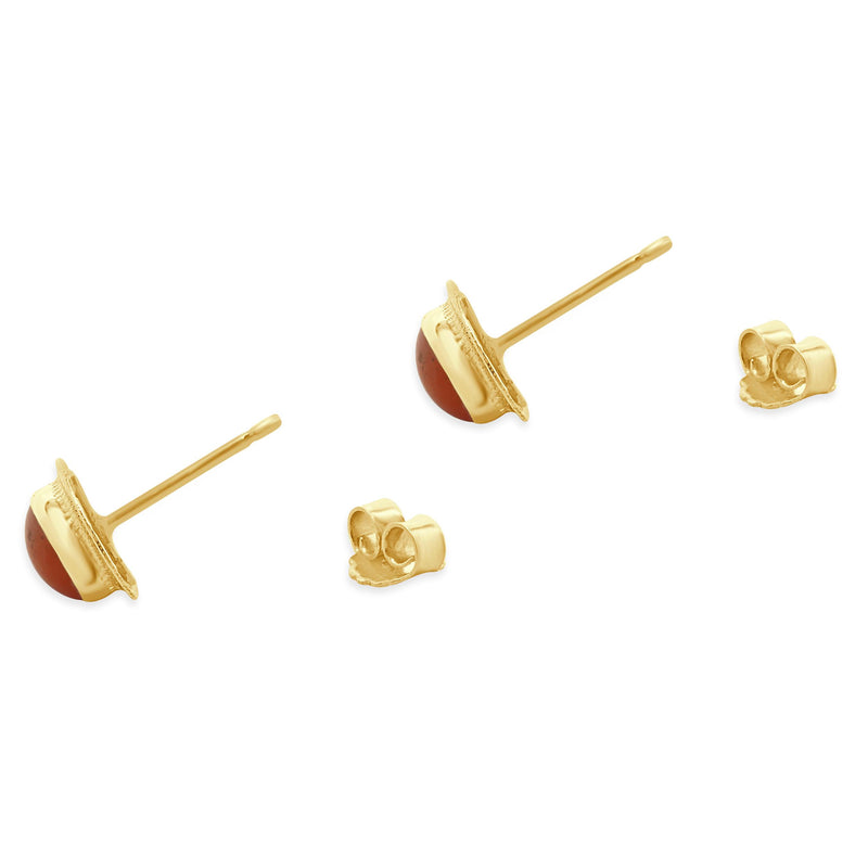 18 Karat Yellow Gold Coral Studs