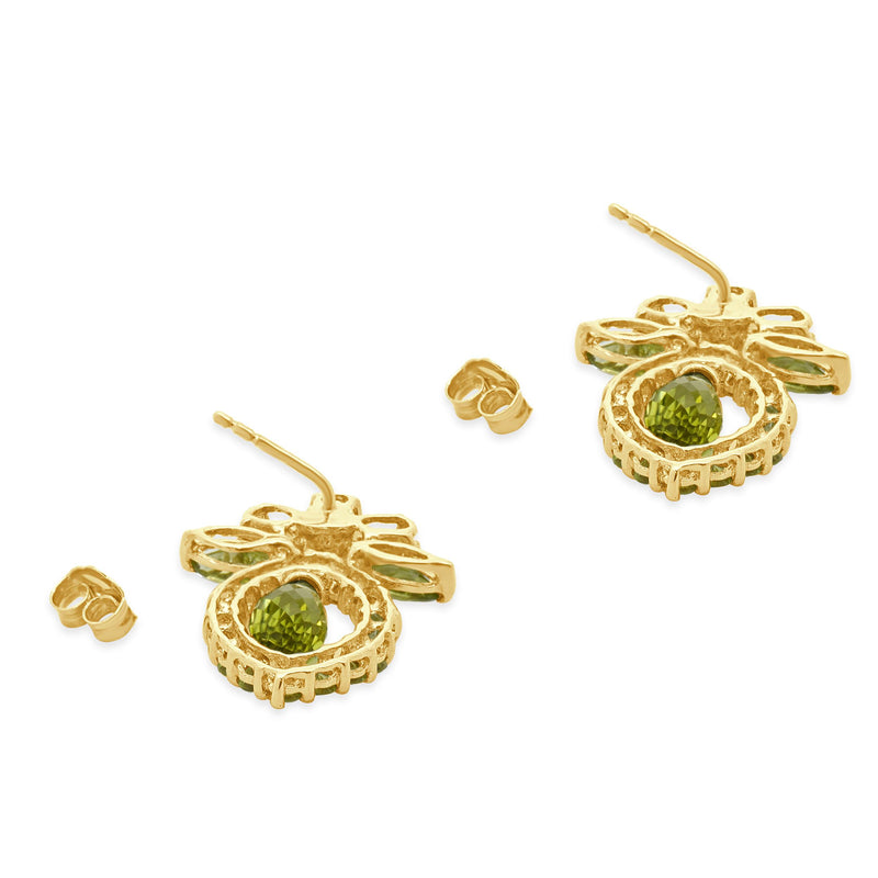 14 Karat Yellow Gold Peridot Drop Earrings