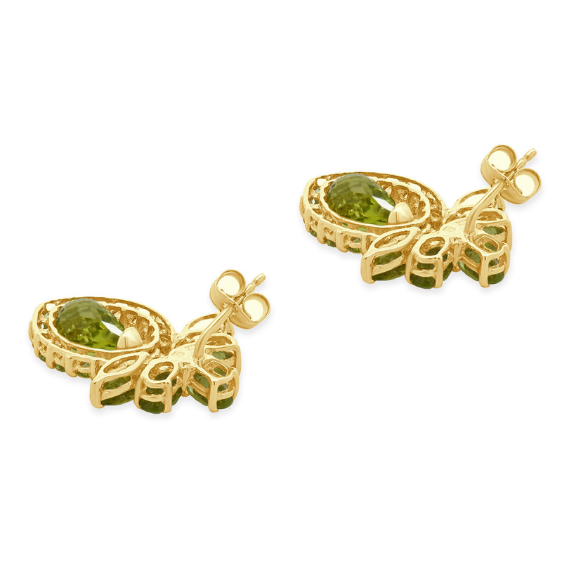 14 Karat Yellow Gold Peridot Drop Earrings