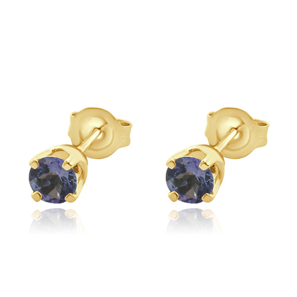18 Karat Yellow Gold Tanzanite Stud Earrings