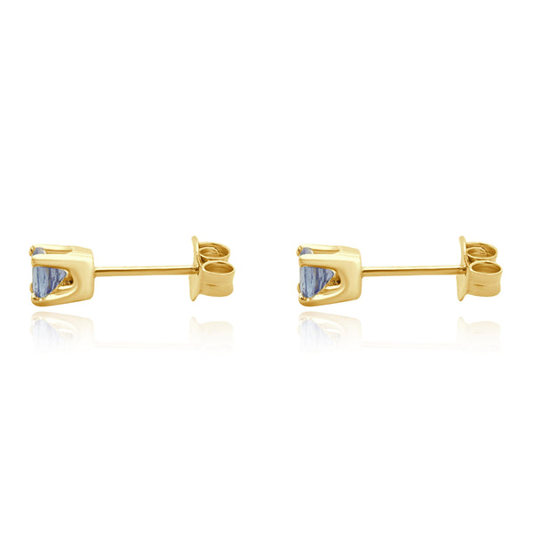 18 Karat Yellow Gold Tanzanite Stud Earrings