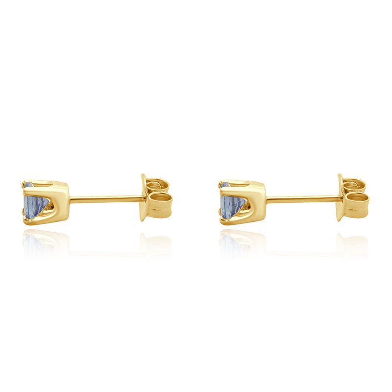 18 Karat Yellow Gold Tanzanite Stud Earrings