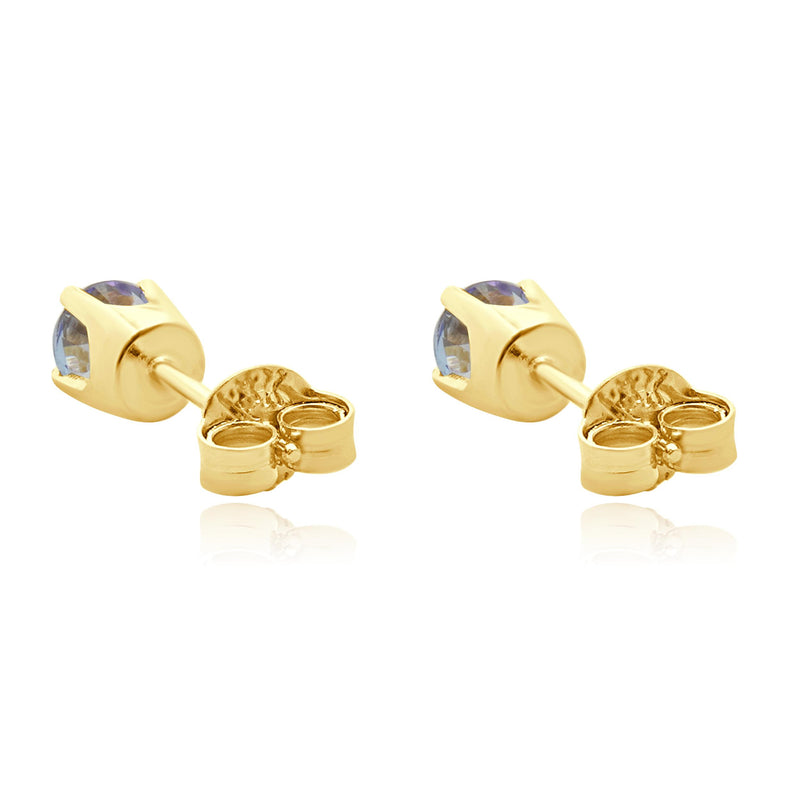 18 Karat Yellow Gold Tanzanite Stud Earrings