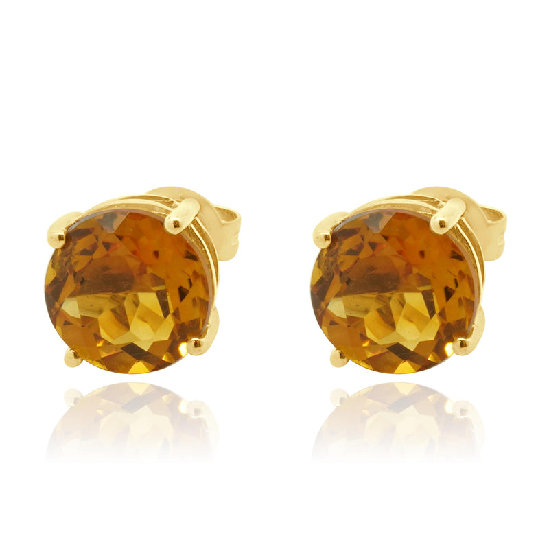 14 Karat Yellow Gold Citrine Stud Earrings