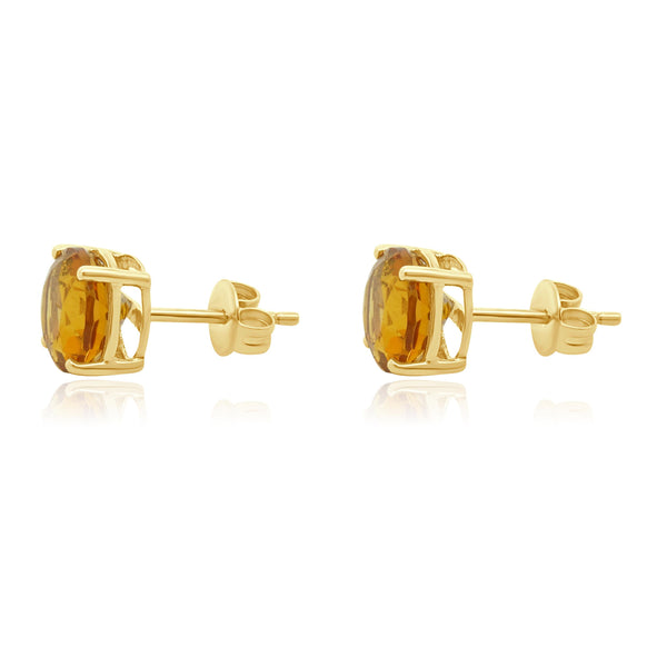 14 Karat Yellow Gold Citrine Stud Earrings