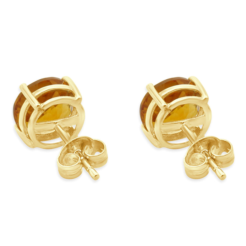 14 Karat Yellow Gold Citrine Stud Earrings