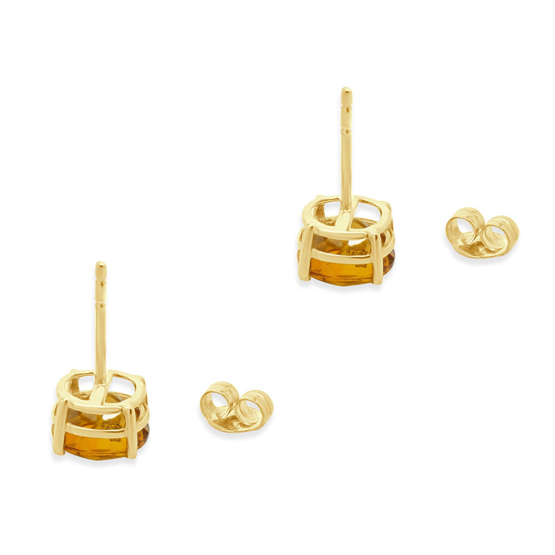14 Karat Yellow Gold Citrine Stud Earrings