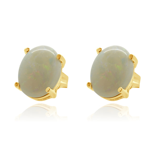 14 Karat Yellow Gold Opal Stud Earrings