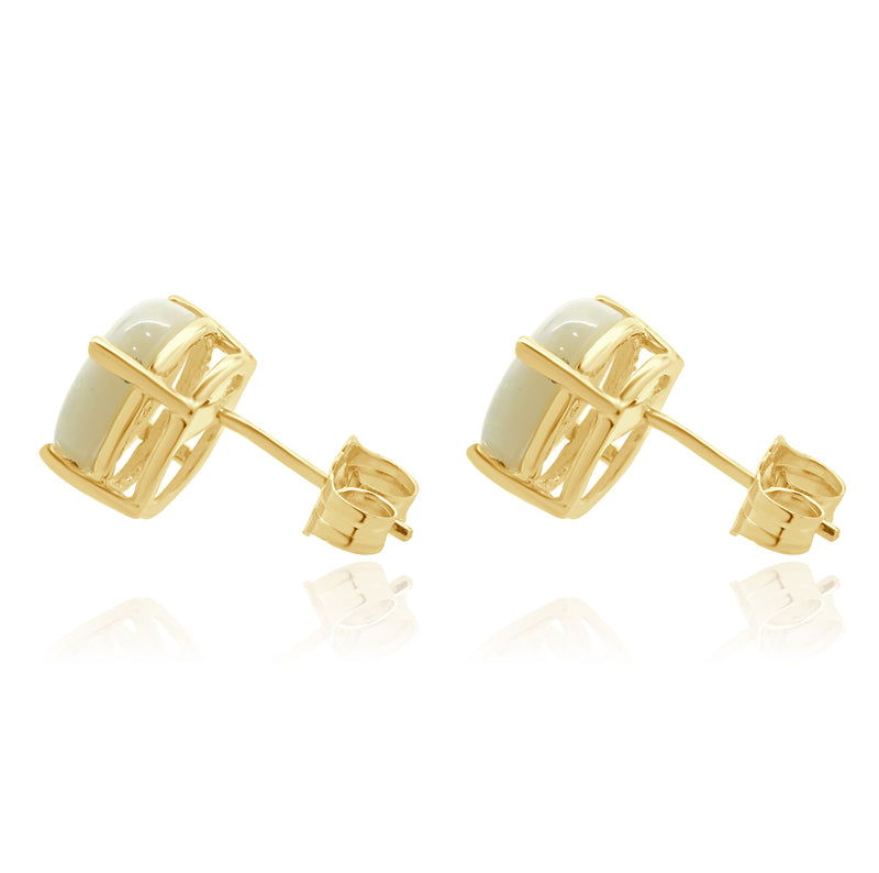 14 Karat Yellow Gold Opal Stud Earrings