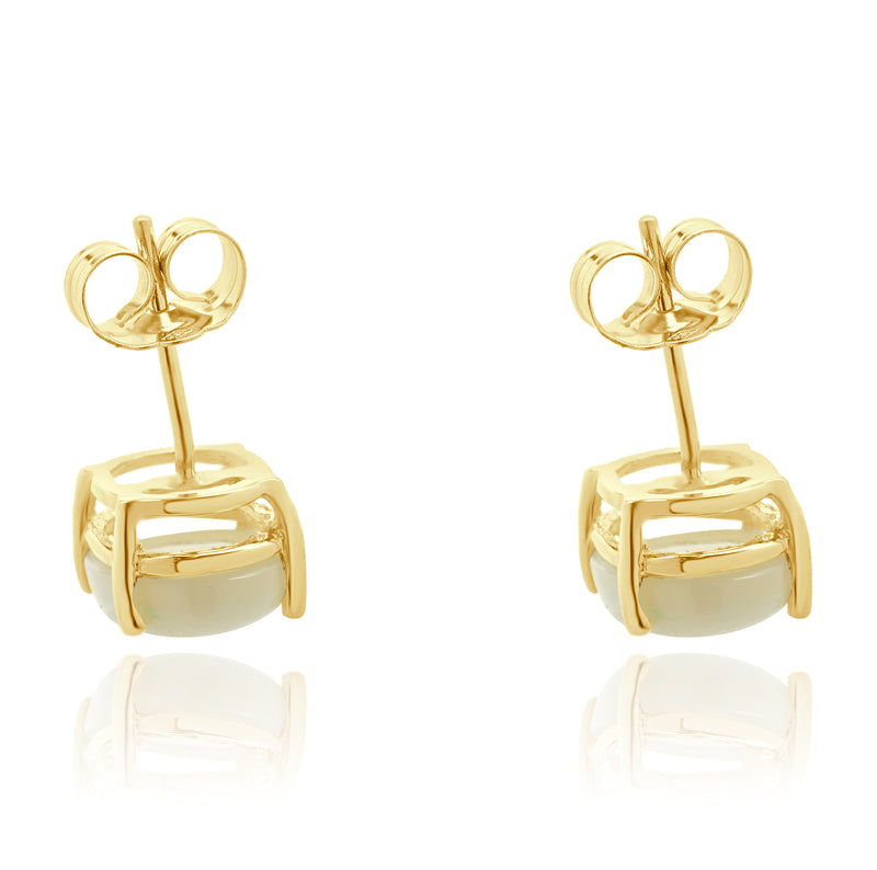 14 Karat Yellow Gold Opal Stud Earrings