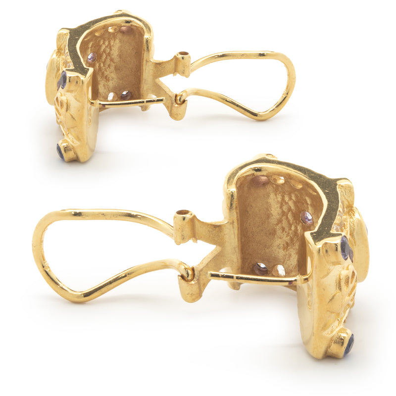 Gold Plated Sterling Silver Amethyst and White Topaz Earrings