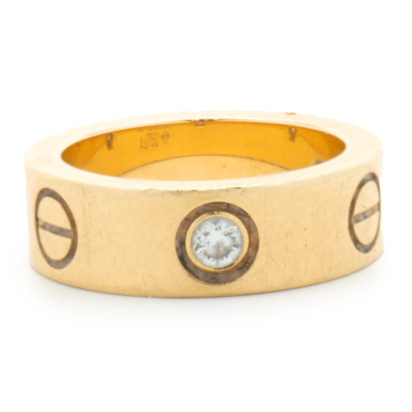 Cartier 18 Karat Yellow Gold Three Diamond Love Ring