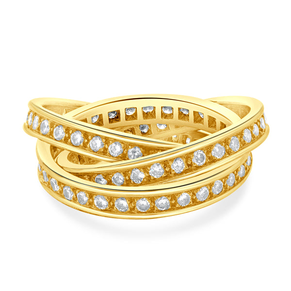 Cartier 18 Karat Yellow Gold Trinity Diamond Rolling Ring