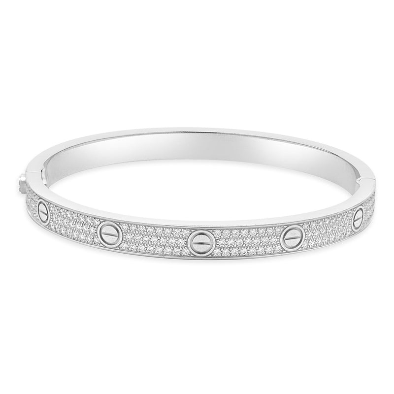 Cartier 18 Karat White Gold Classic Pave Diamond Love Bracelet