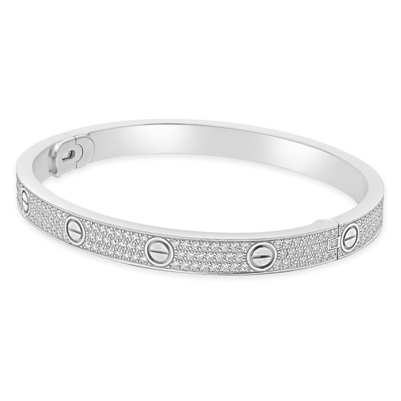 Cartier 18 Karat White Gold Classic Pave Diamond Love Bracelet