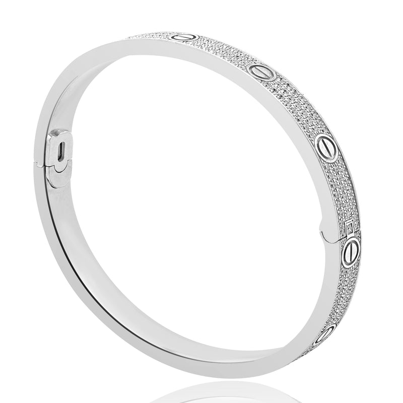 Cartier 18 Karat White Gold Classic Pave Diamond Love Bracelet