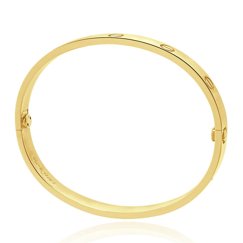 Cartier 18 Karat Yellow Gold Love Bracelet, Size 18