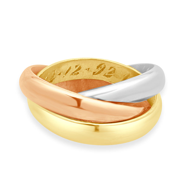 Cartier 18 Karat Tri-Tone Trinity Rolling Ring