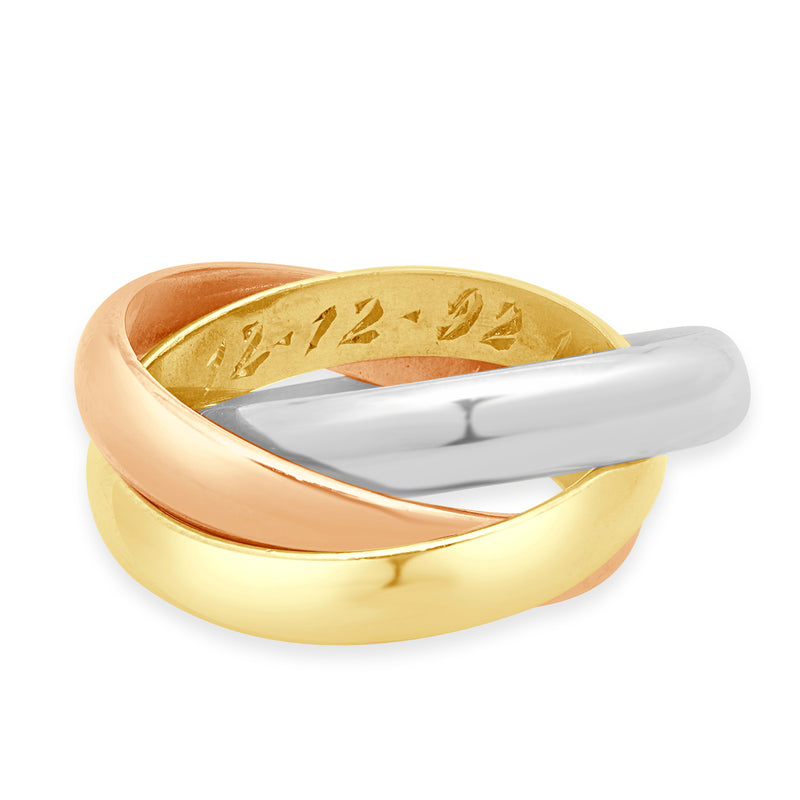 Cartier 18 Karat Tri-Tone Trinity Rolling Ring