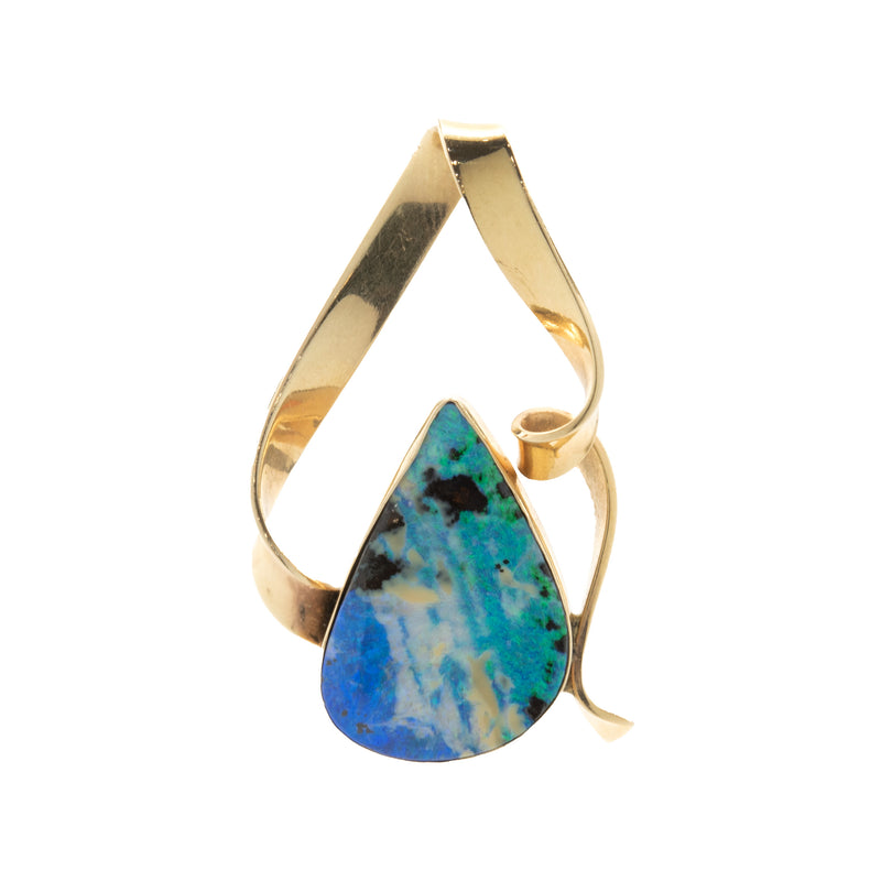14 Karat Yellow Gold Black Opal Pendant