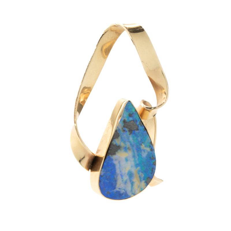 14 Karat Yellow Gold Black Opal Pendant