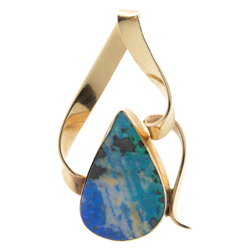 14 Karat Yellow Gold Black Opal Pendant
