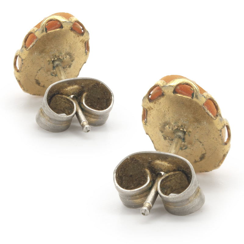 14 Karat Yellow Gold Cameo Stud Earrings