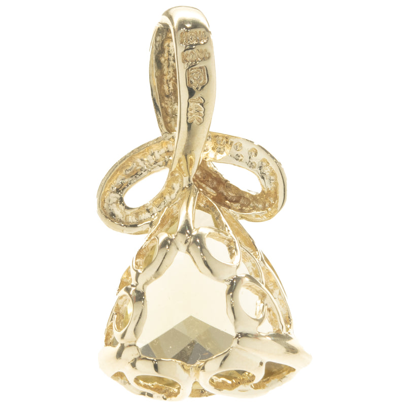14 Karat Yellow Gold Trillion Cut Citrine Slide Pendant