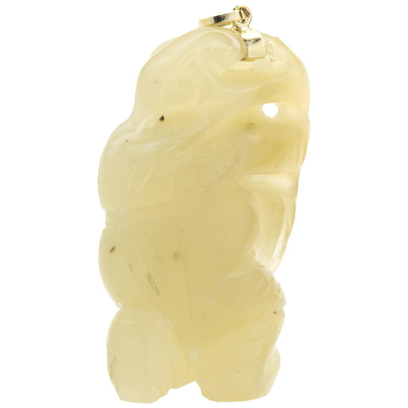 14 Karat Yellow Gold Carved Jade Pendant