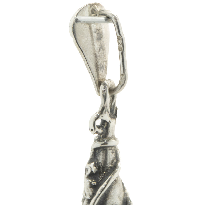 Sterling Silver Floral Amber Pendant