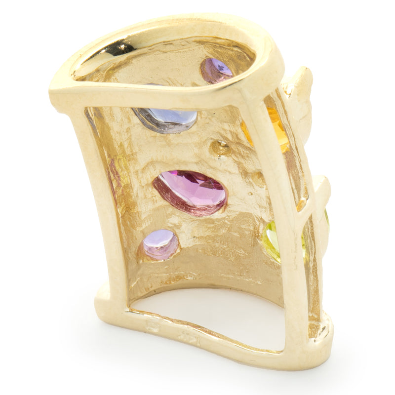 14 Karat Yellow Gold Multi Gemstone Slide Pendant