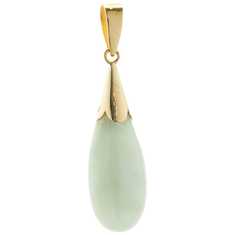 14 Karat Yellow Gold Jade Pendant