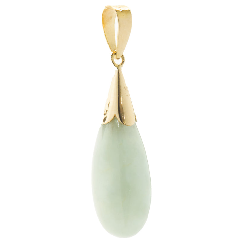 14 Karat Yellow Gold Jade Pendant