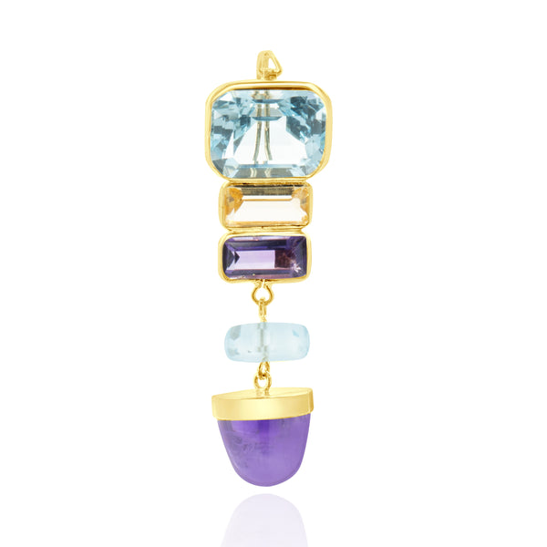 Oliver B 14 Karat Yellow Gold Multi Gemstone Drop Pendant