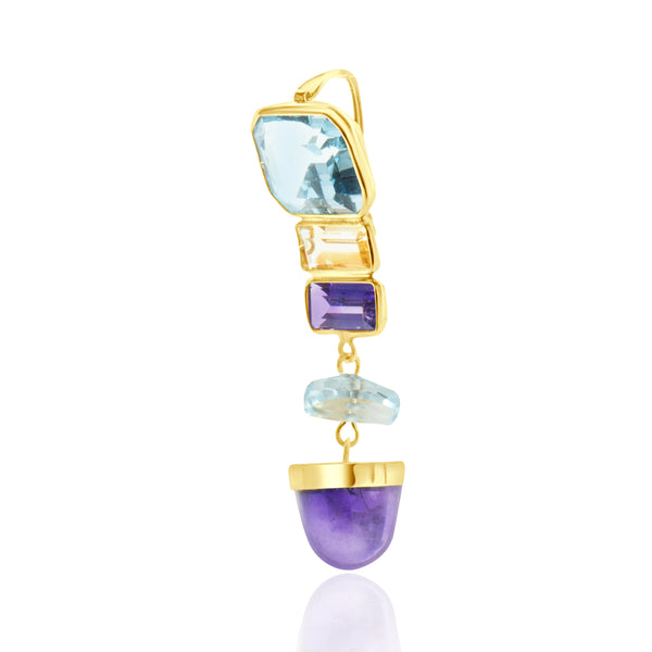Oliver B 14 Karat Yellow Gold Multi Gemstone Drop Pendant