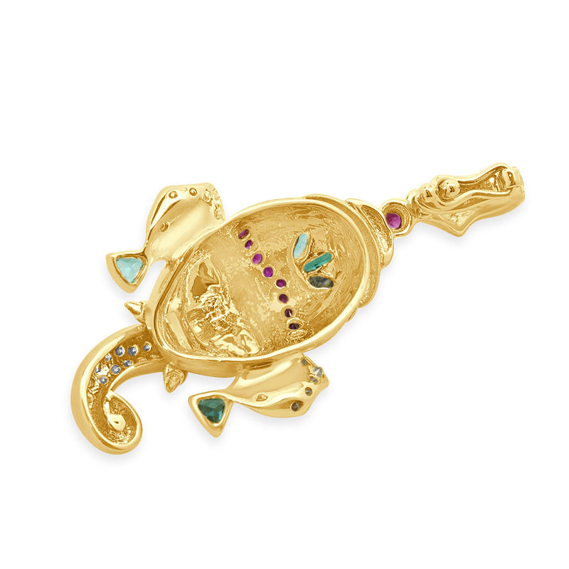 18 Karat Yellow Gold Paraiba Tourmaline, Diamond, and Ruby Ring