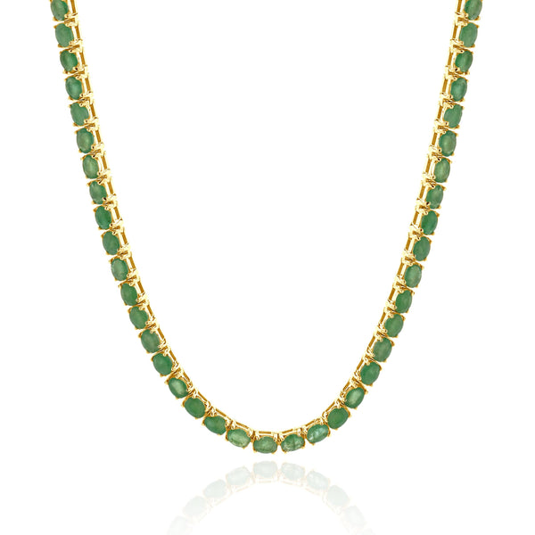 14 Karat Yellow Gold Emerald Inline Necklace