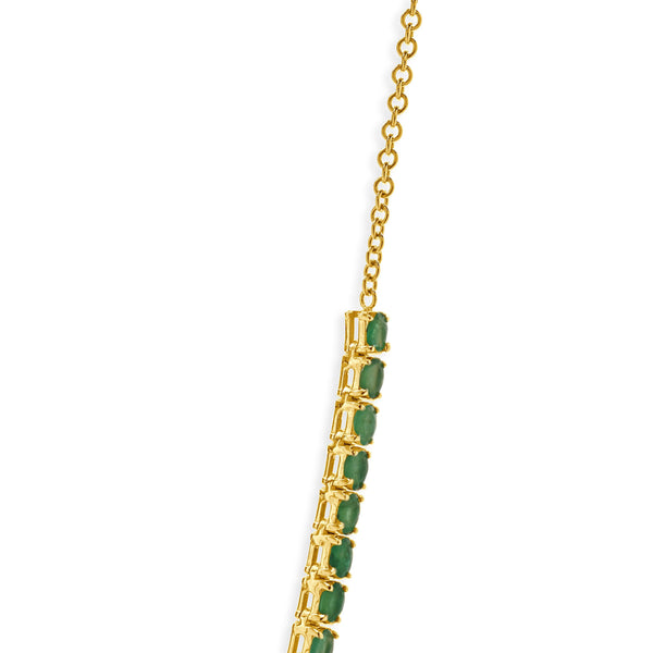 14 Karat Yellow Gold Emerald Inline Necklace