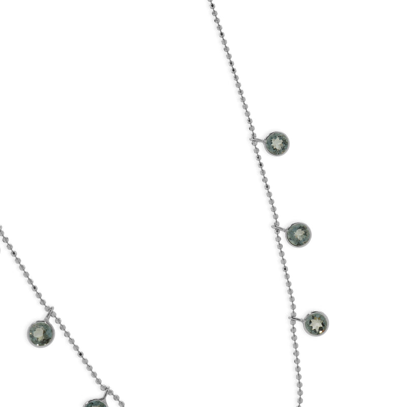 14 Karat White Gold Aquamarine Drop Station Necklace