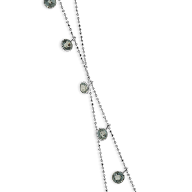 14 Karat White Gold Aquamarine Drop Station Necklace