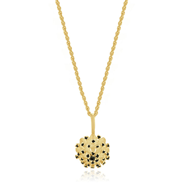 14 Karat Yellow Gold Sapphire & Diamond Flower Necklace